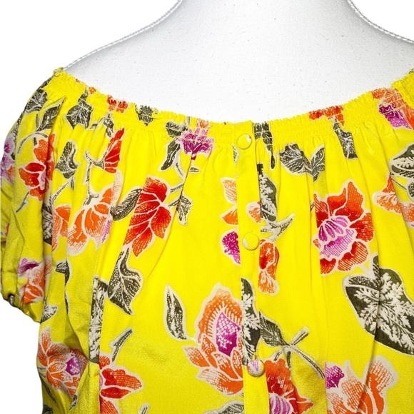 Joie Silk Off the Shoulder Yellow Floral Blouse - Picture 3 of 13